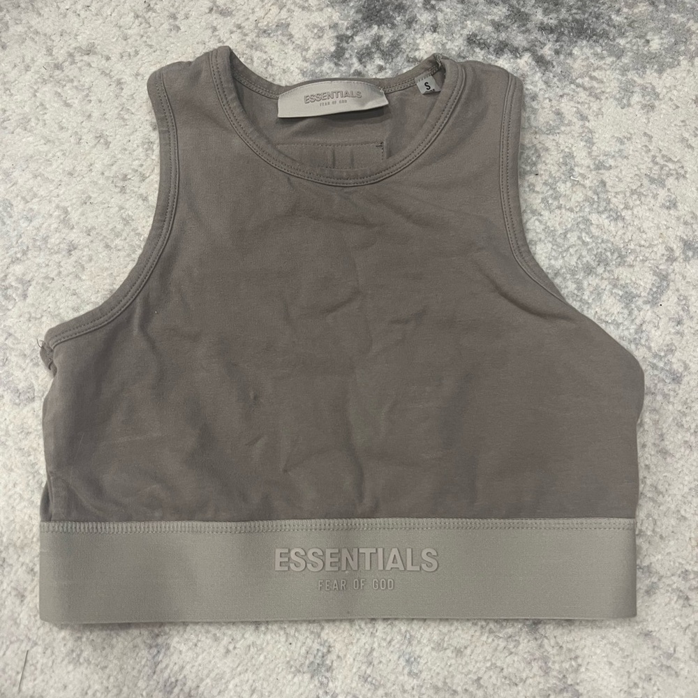 Essentials Fear of God Crop Top in olive